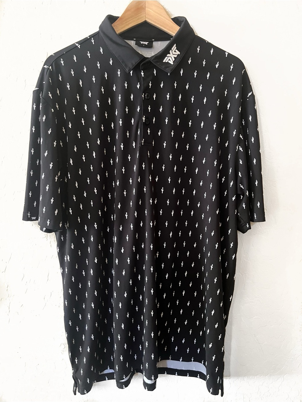 PXG Black Polo with Cactus Print Size L